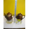 Image 2 : 2 GEORGE SCHULTZ GLASS TEAPOT WARMERS W/2 TEAPOTS