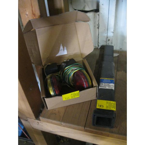 LONG EXTENSION HITCH RECEIVER & A PR OF MAGNETIC TRAILER LIGHTS