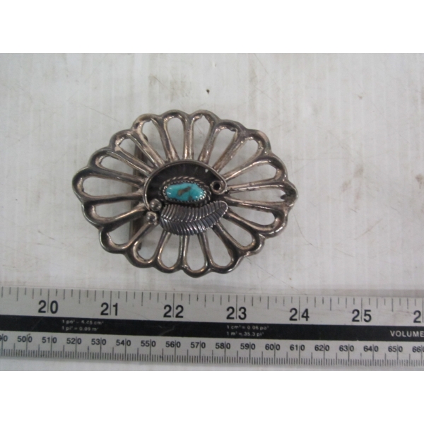 SILVER & TURQUOISE NAVAJO BELT BUCKLE
