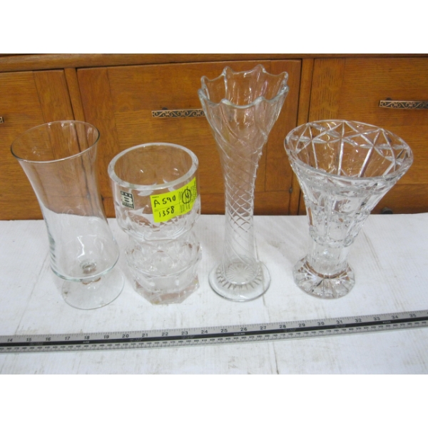 4 GLASS VASES