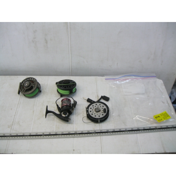 BAG W/ASST. FLY REELS & SPINNING REEL