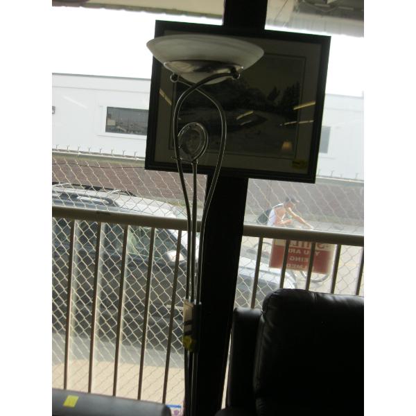 STAINLESS & GLASS SHADE POLE LAMP
