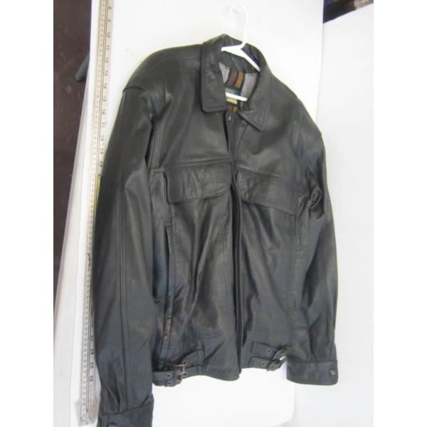 BLACK LEATHER JACKET, SZ?