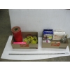 Image 1 : 2 BOXES OF MISC. FLAGGING TAPE, MASK, FIRST AID KIT, ETC