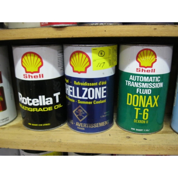 3 SHELL OIL TINS - UNOPENED