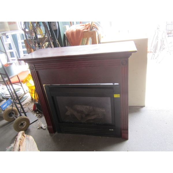 LG. GAS FIREPLACE W/SURROUND