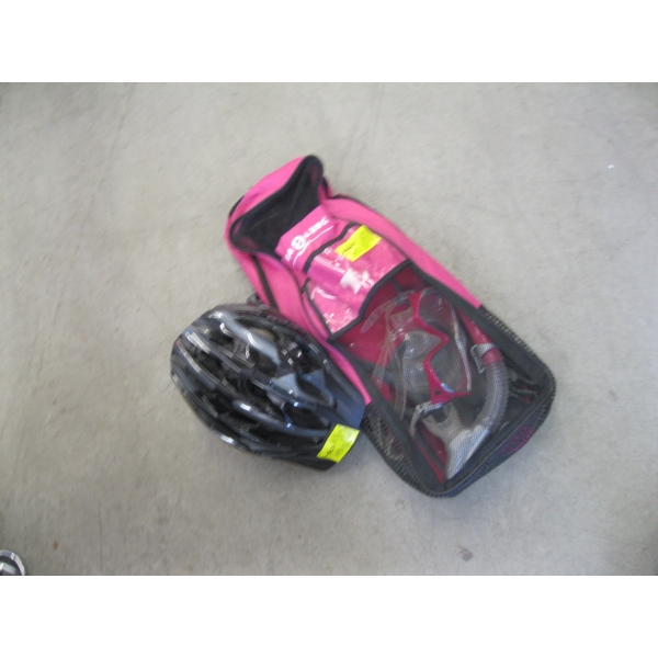 SWIM FIN MASK SET & BICYCLE HELMET