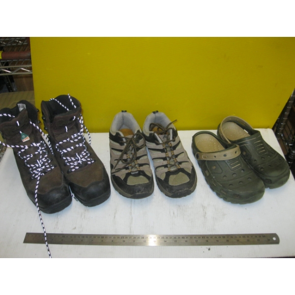 BOX OF ASST. SHOES & PAIR OF WOLVERINE BOOTS, SZ 9