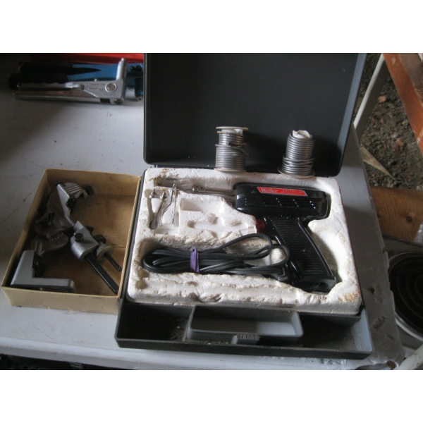 DRILL BIT SHARPENER ATTACHMENT & A SOLDERING GUN