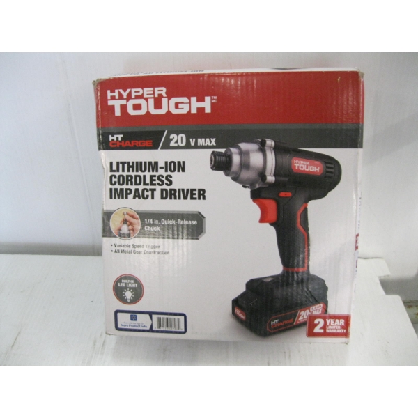 NEW HYPERTOUGH 20V CORDLESS DRILL W/BATTERY & CHARGER