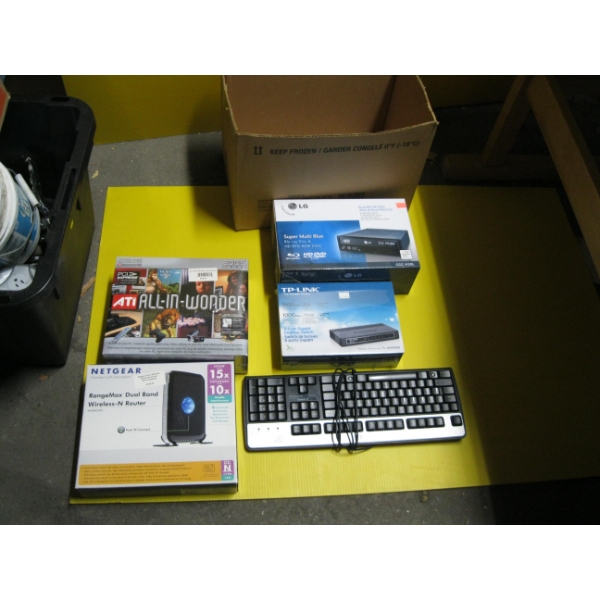 BOX OF NEW COMPUTER ITEMS