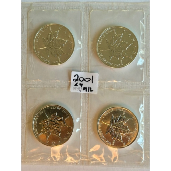 4 - 2001 .999 SILVER COINS (TAX EXEMPT)