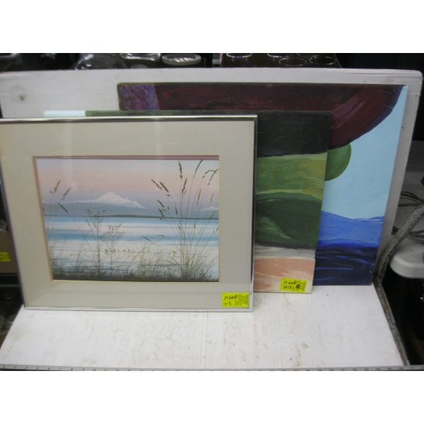 2 PAINTINGS & 1 FRAMED PICTURE