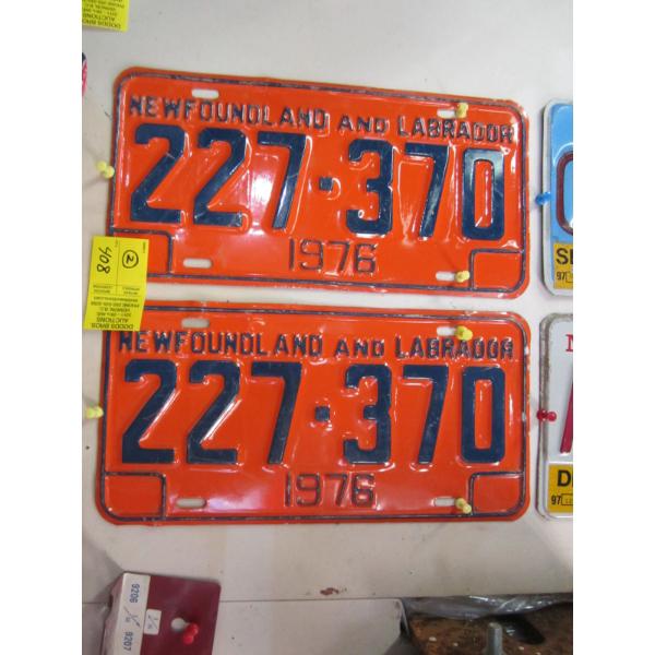 PAIR OF 1976 NEWFOUNDLAND LICENCE PLATES