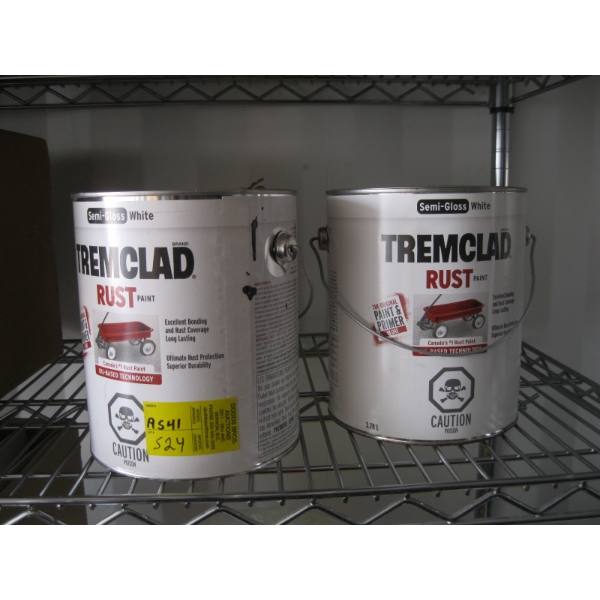 2 PAILS OF SEMI GLOSS WHITE TREMCLAD RUST PAINT
