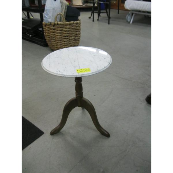 ROUND MARBLE TOP 3 LEG TABLE