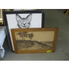 Image 1 : OAK FRAMED PICTURE & FRAMED PICTURE OF THE CAT