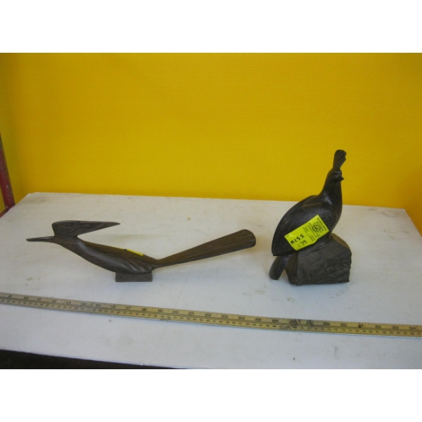 2 IRONWOOD BIRD FIGURINES