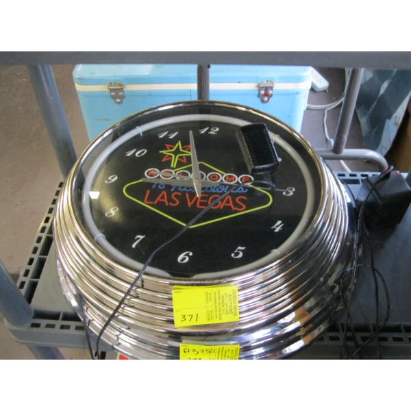 WELCOME TO LAS VEGAS CHROME FRAMED CLOCK