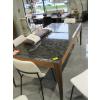 Image 2 : LG. MARBLE TOP WOOD FRAME DINING TABLE, 7'X40"