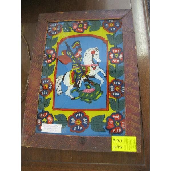 VINTAGE FOLKLORE REVERSE GLASS PAINTING