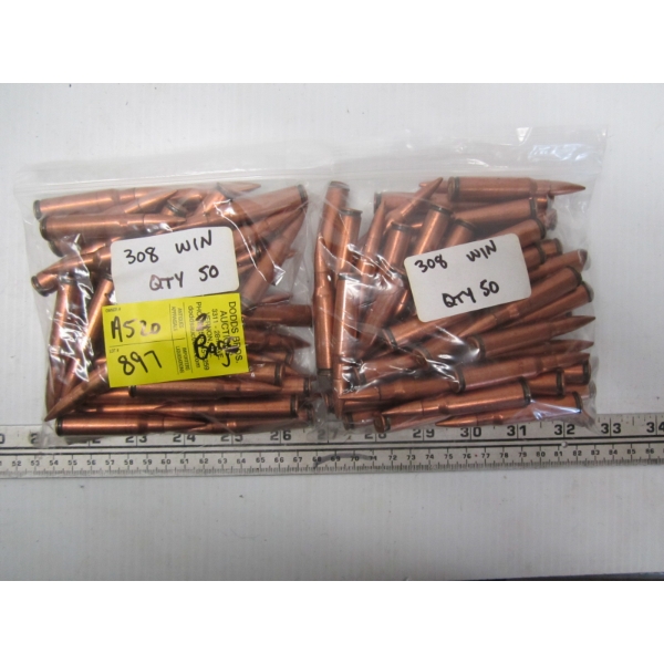 2 BAGS OF 50 .308 WIN CARTRIDGES