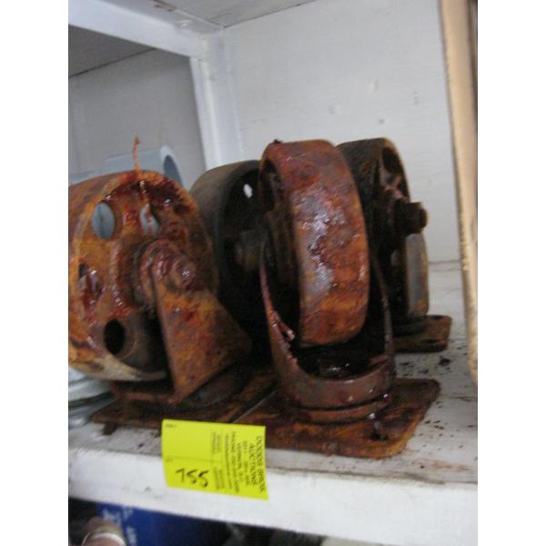 SET OF 4 HEAVY DUTY STEEL CASTORS - RUSTY
