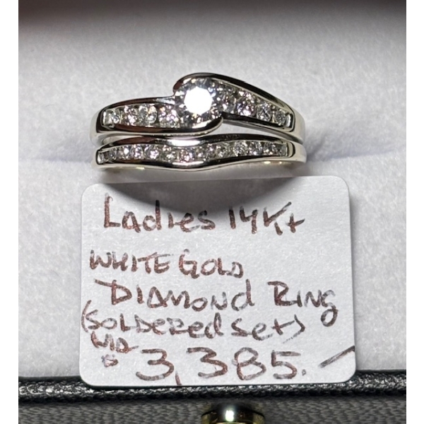 LADIES 14KT WHITE GOLD DIAMOND RING, W/A $3,385, SZ 7 1/4