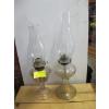 Image 1 : 2 GLASS COAL OIL LAMPS W/CHIMNEYS