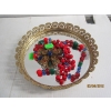 Image 1 : MIRRORED JEWELLERY TRAY W/VINTAGE LOCKET, GLASS BEAD NECKLACE & CORRAL BROACH