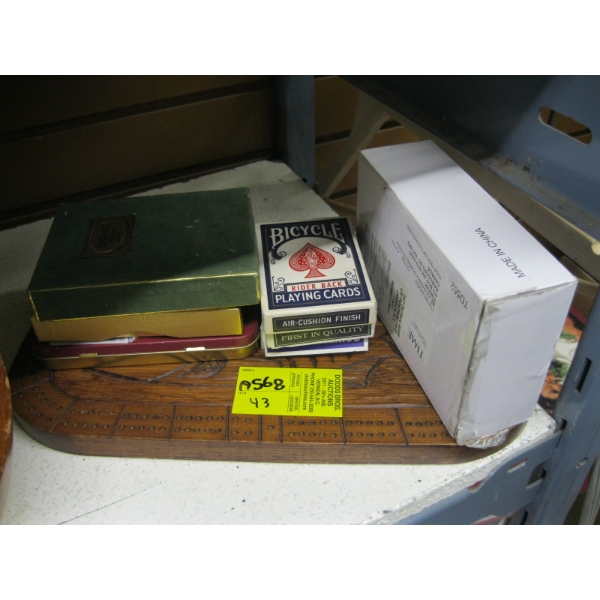 CRIB BOARD, MISC. PLAYING CARDS, ETC.
