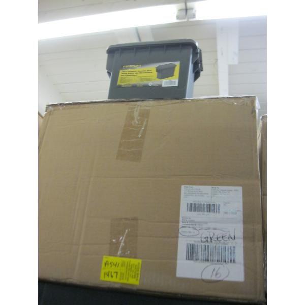 CASE OF 16 GREEN SMALL AMMO BOXES