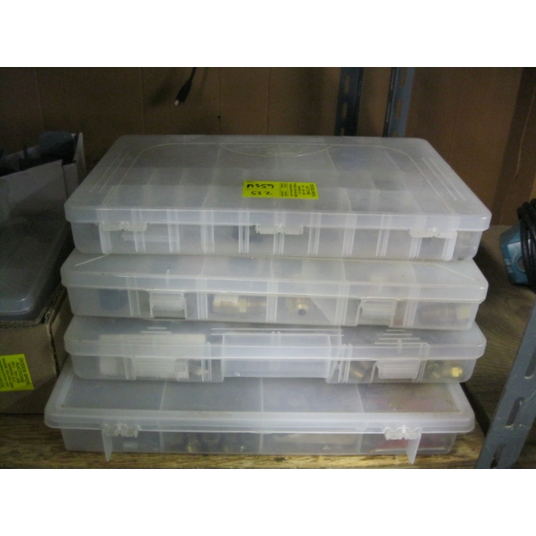 4 PLASTIC CASES W/ASST. BRASS FITTINGS