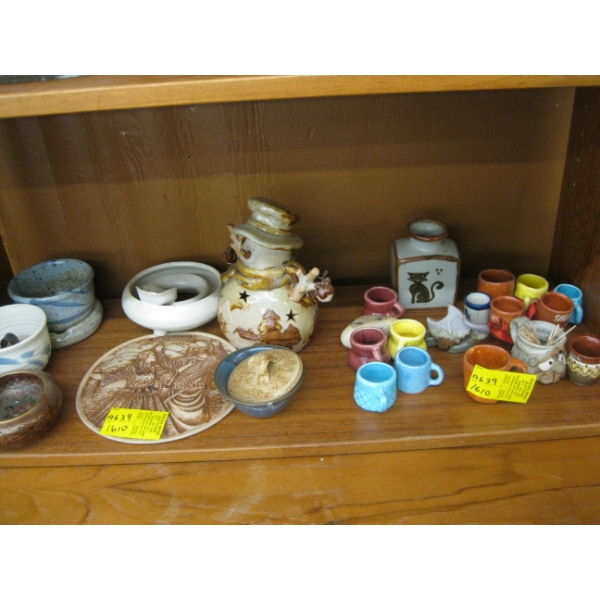 ASST. POTTERY ITEMS, CLOISONNE, ETC.