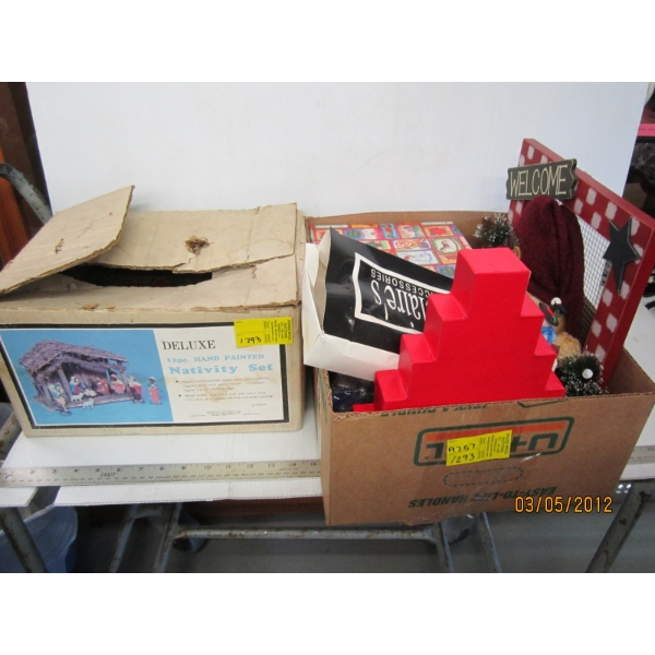2 BOXES OF ASST. CHRISTMAS FIGURINES, ETC.