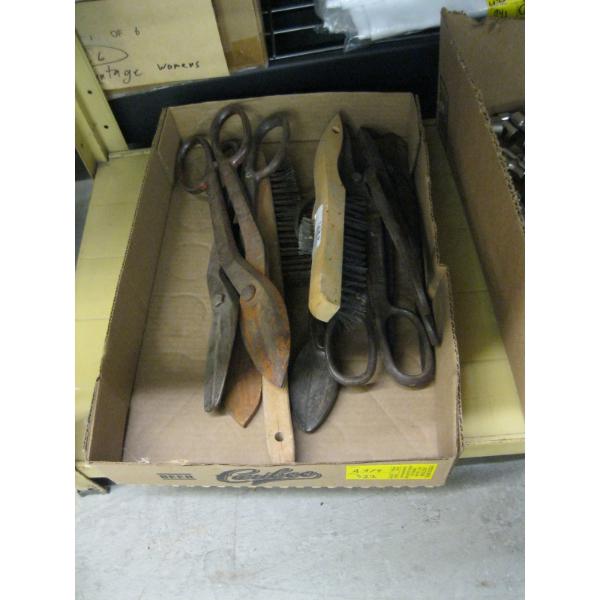 ASST. TIN SNIPS, WIRE BRUSHES, ETC.