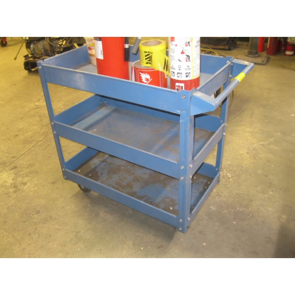 BLUE METAL 3 TIER CART