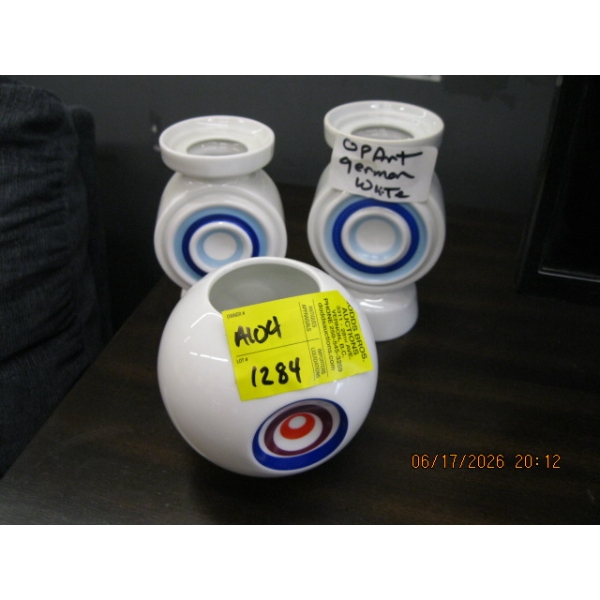 3 WEST GERMAN OP ART MCM PORCELAIN VASES