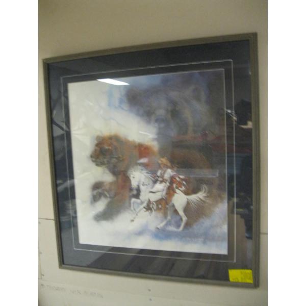 FRAMED BEV DOOLITTLE PRINT NUMBERED/SIGNED, 470/2650