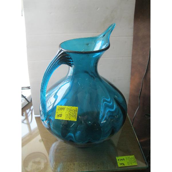 LG. BLUE BLENKO GLASS VASE