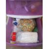 Image 4 : 3 TIER PLASTIC CONTAINER W/MISC. ITEMS: CUPCAKE LINERS, SPRINKLES, ETC.