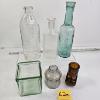 Image 6 : VINTAGE GLASS JARS, BOTTLES, FISH BOTTLE, CREAM/MILK SQUARE GLASS & CERIUM GLASS COLLECTION