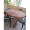 Image 2 : ROUND RATTAN TABLE & 4 GREEN PLASTIC CHAIRS