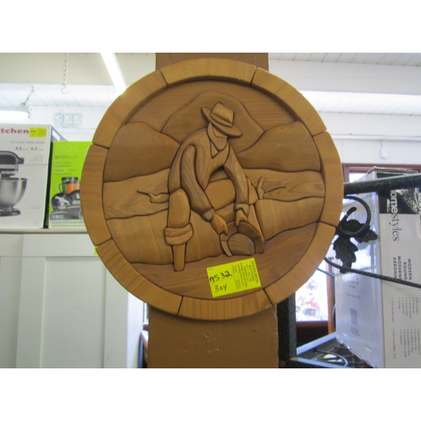 WOODEN GOLD PANNER PLAQUE