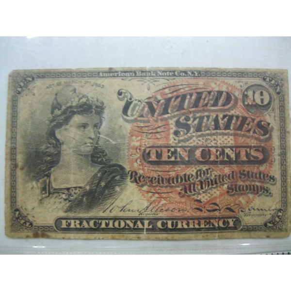 1863 AMERICAN 10 CENT BILL