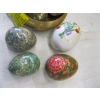Image 6 : OSTRICH EGG & STONE EGGS, BRASS BOWL, ETC.