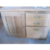 Image 3 : WOODEN HOOSIER CABINET W/LEADED GLASS DOORS