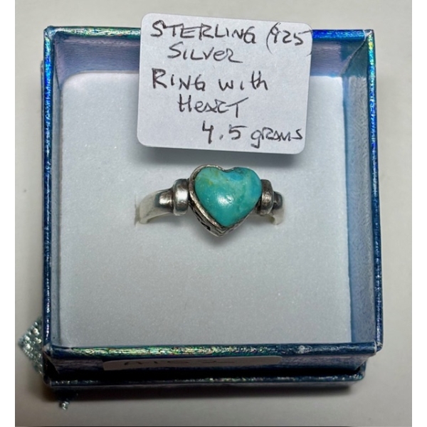 STERLING SILVER (.925) HEAR SHAPE RING, 4.5G, SZ 8 1/2
