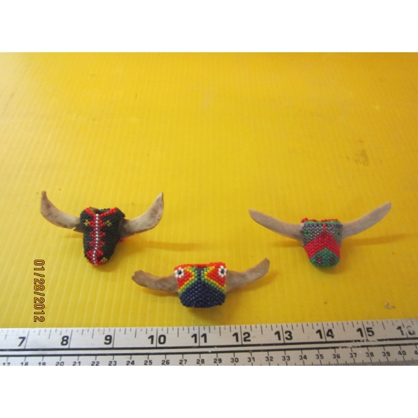3 NAVAJO BEADED SCARF SLIDES ON VERTEBRAE