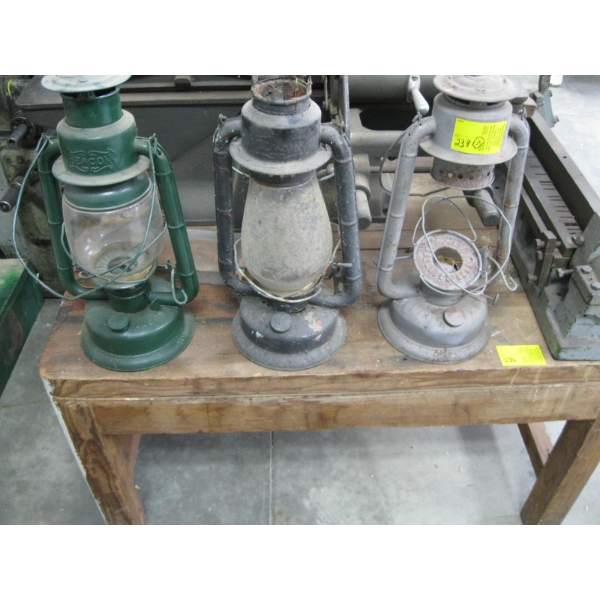 3 BARN LANTERNS - VARIOUS CONDITION